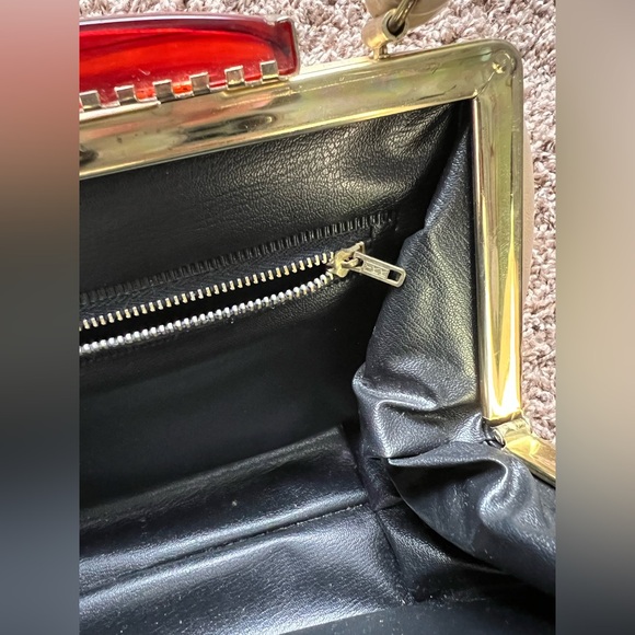 Beautiful Vintage Handbag Purse With Lucite / Bakelite Closure Rare Weave Print - Picture 15 of 16